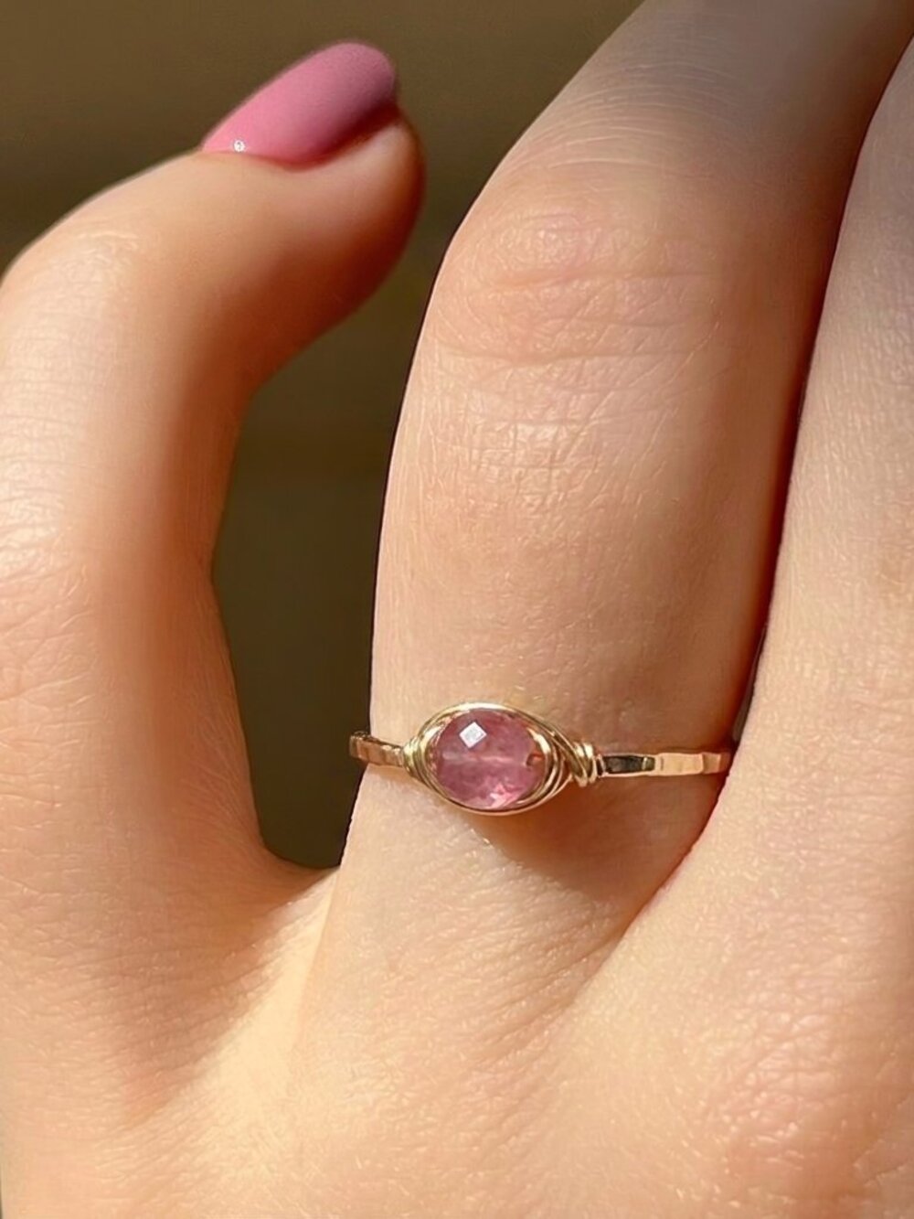 Gold Filled Dainty Tourmaline Ring - Tons of Colors! - Picture 5 of 5
